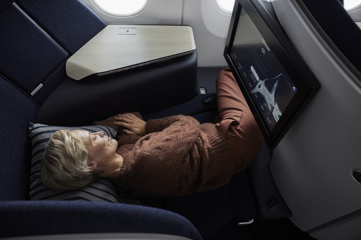 Vorstellung des neuen Finnair Business-Class Sitzes von Collins Aerospace im Februar 2022