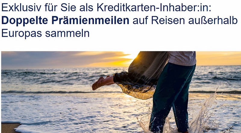 Doppelte Meilen bis 30.09.2022 mit der Miles and More Mastercard außerhalb Europas
