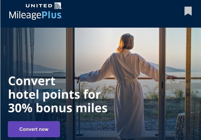 Bonus beim Transfer von Hotelpunkten zu United Airlines Mileage Plus bis Ende September 2022