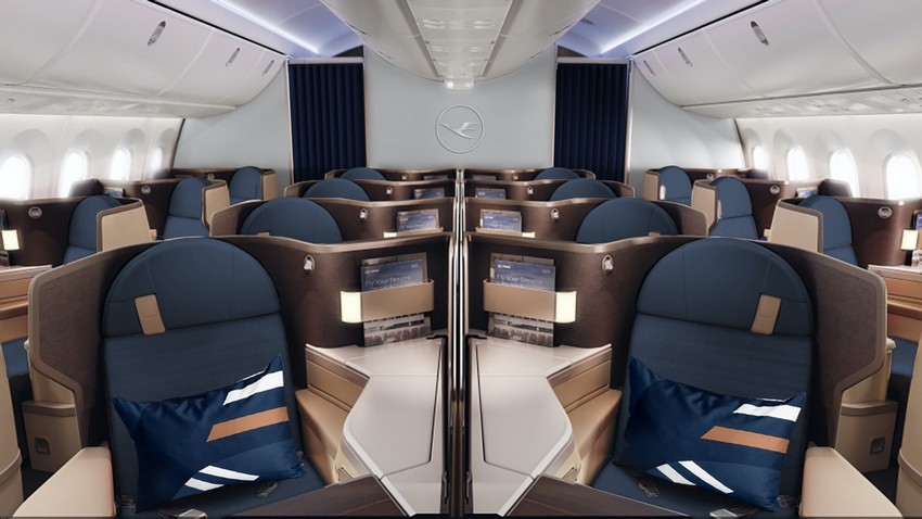 Die aufgewerte Business-Class in der von der Lufthansa im August 2022 erhaltenen Boeing 787-9