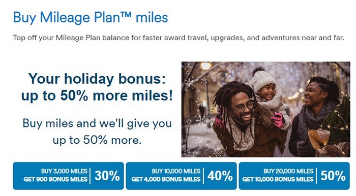 Zwischen 30% und 50% Bonus beim Kauf von Alaska Airlines Meilen bis 23.12.2022