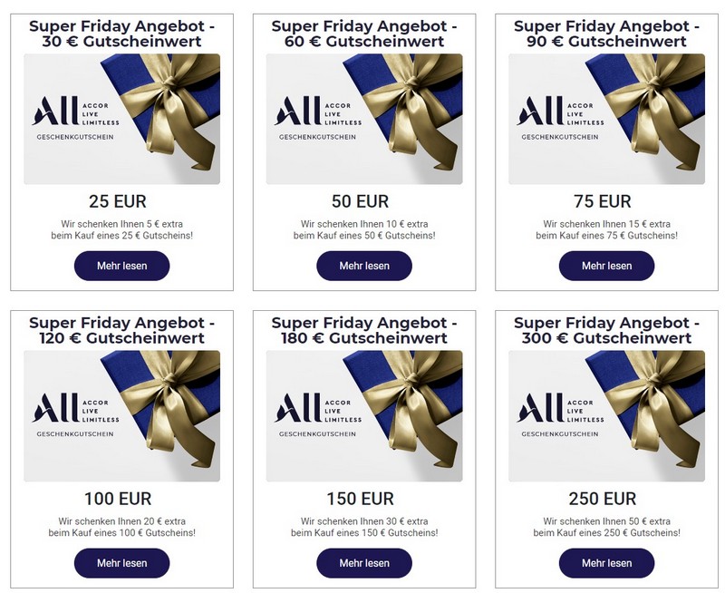 ALL Accor Live Limitless Geschenkgutscheine Black Friday 2022