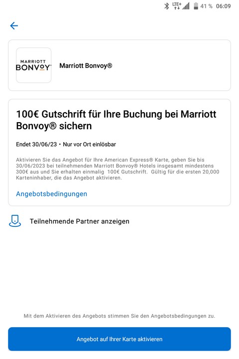 100 EUR American Express Gutschrift bei Marriott bis 30.06.2023