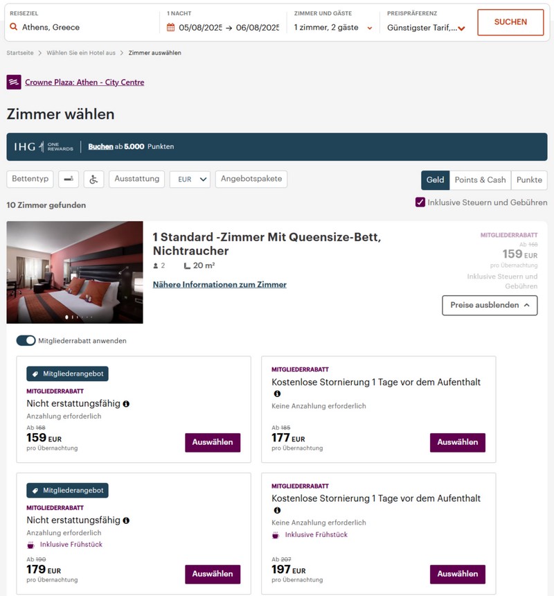 Buchung bis 15.07.2025 im Crowne Plaza Athen