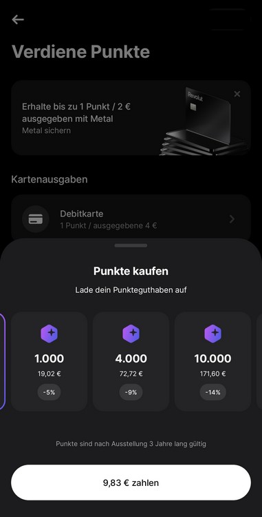 Möglichkeit des Kaufes von RevPoints