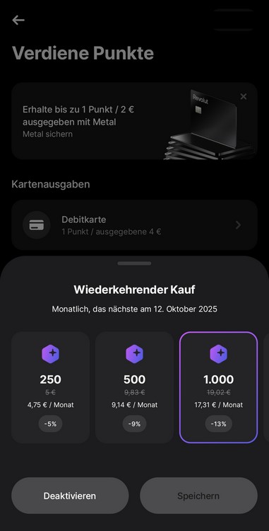 wiederkehrender Kauf von RevPoints