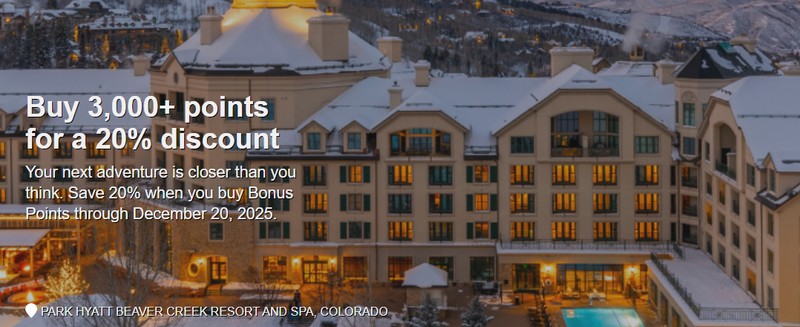 20% Ermäßigung beim Kauf von World of Hyatt Punkten bis 20.12.2025