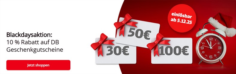 Bis 01.12.2025 Deutsche Bahn Geschenkkarte mit 10% Ersparnis kaufen