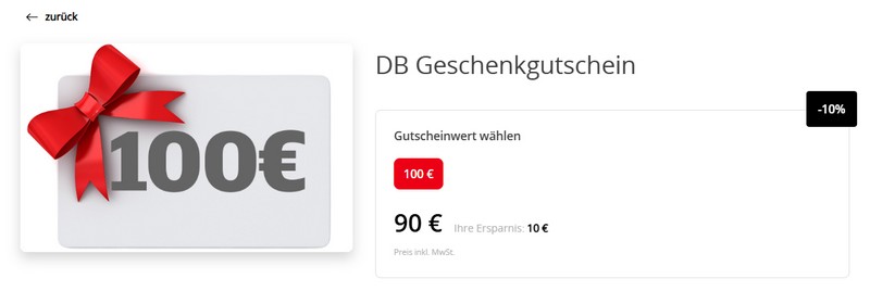Bis 01.12.2025 Deutsche Bahn Geschenkkarte mit 10% Ersparnis kaufen