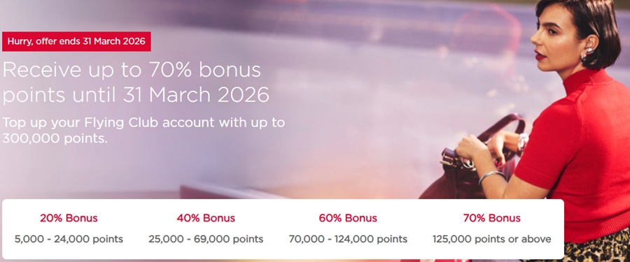 Bis 31.03.2026 bis zu 70% Bonus beim Virgin Atlantic Punktekauf